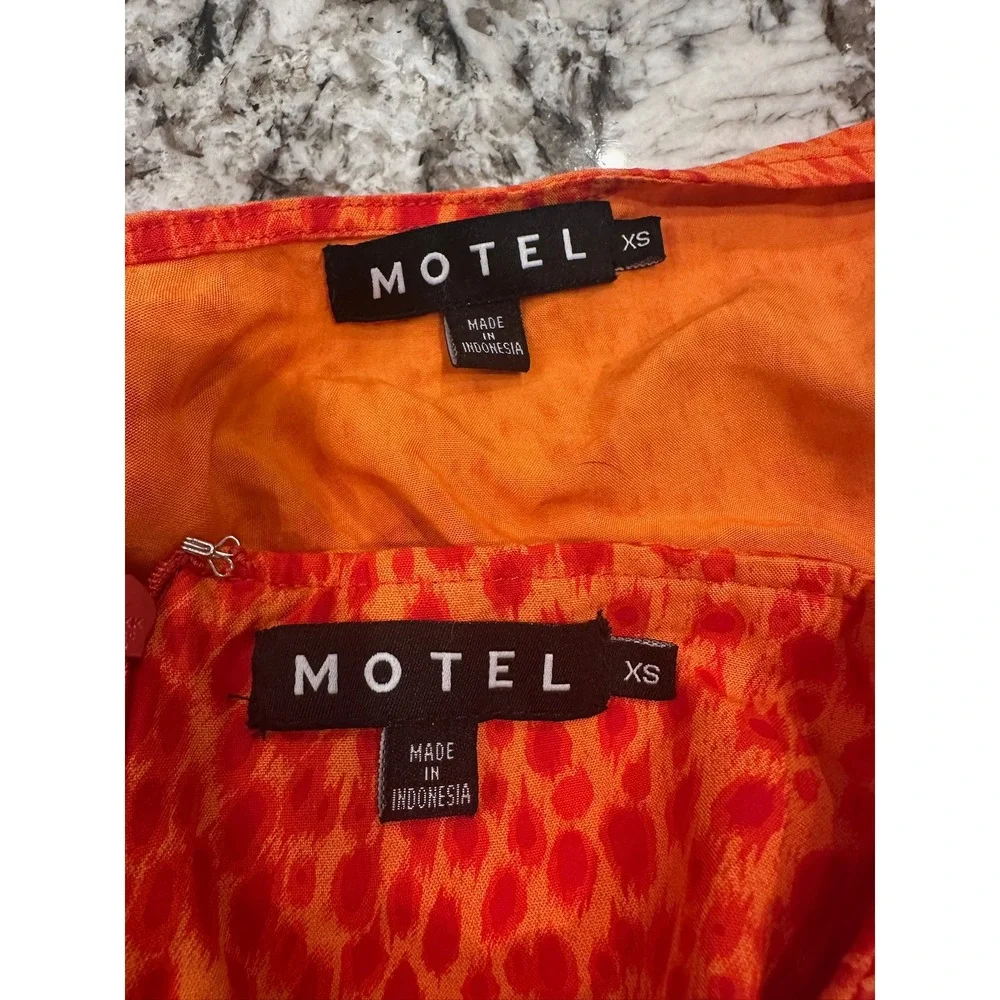 Motel Rocks XS Orange Red Animal Print Crop Top Skirt‎ Set Mini Club Party Rush
